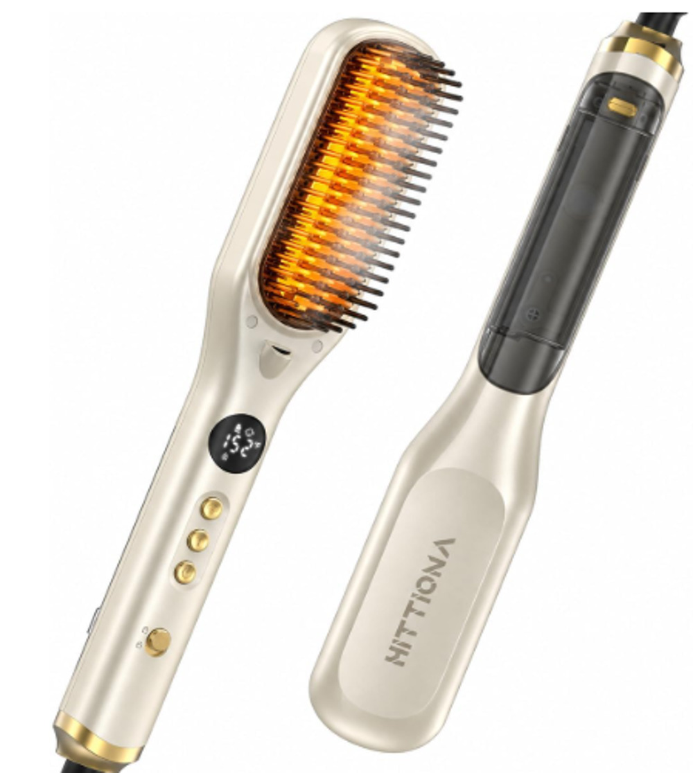 3 in 1 Ionic Steam Hair Straightener Brush Heat Damage Reduction Smooth Hair
